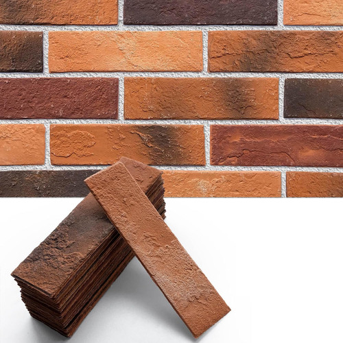Red faux brick wall tiles - brick,